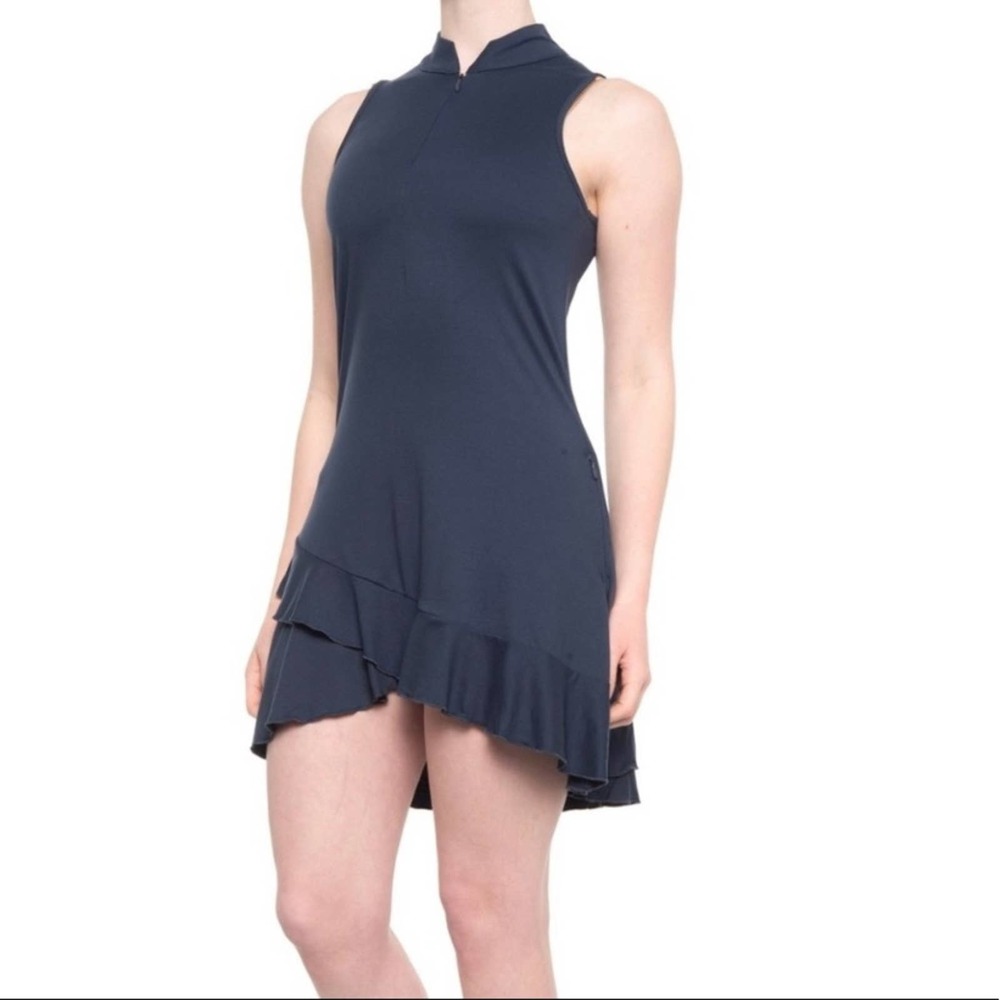 NEW Kyodan Zip Neck Jersey Tennis Dress Medium in Blue